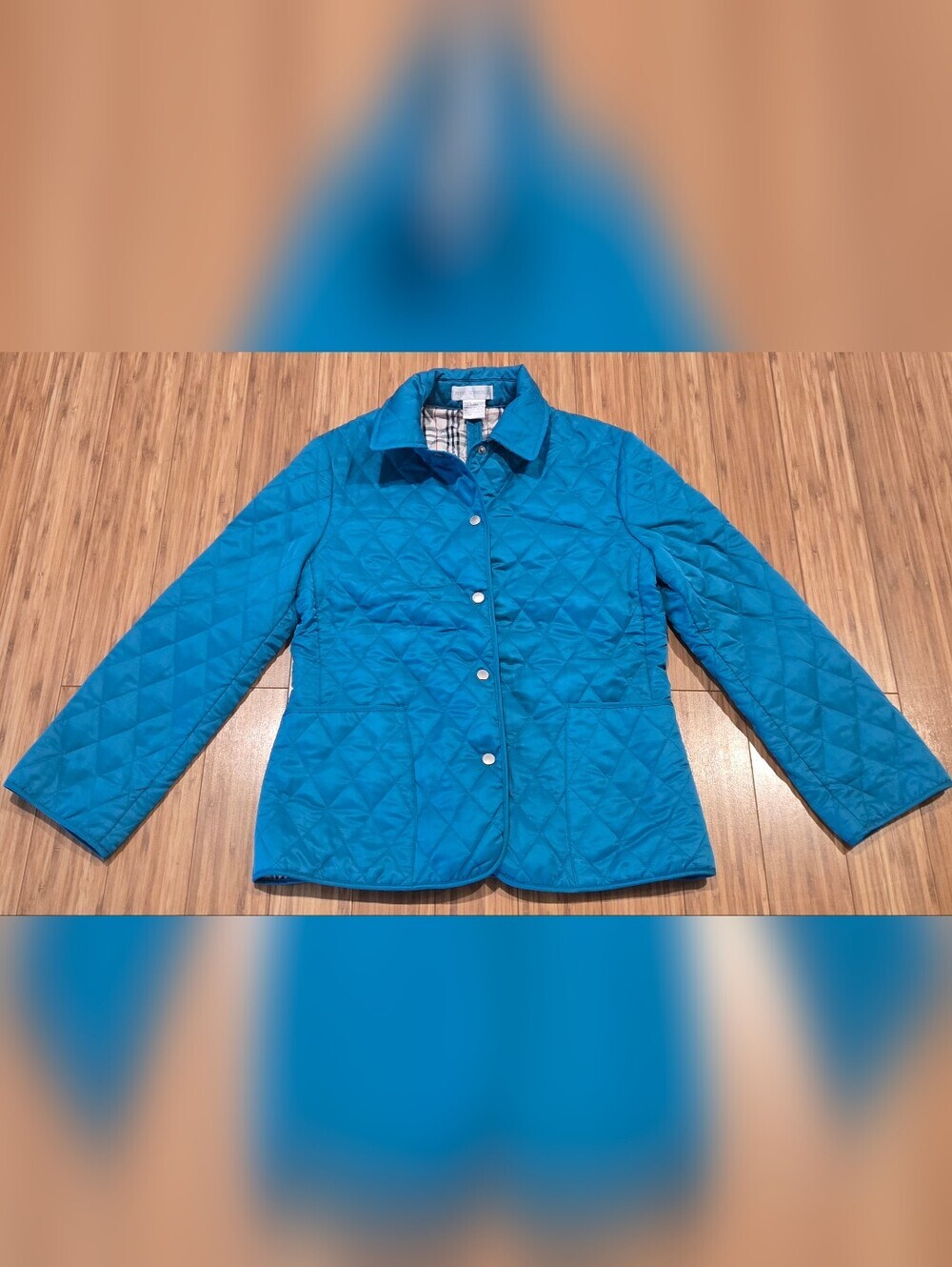 Petite Sophisticate Quilted Teal Jacket